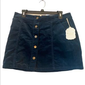 Altar’d State Blue Corduroy Button Front Skirt